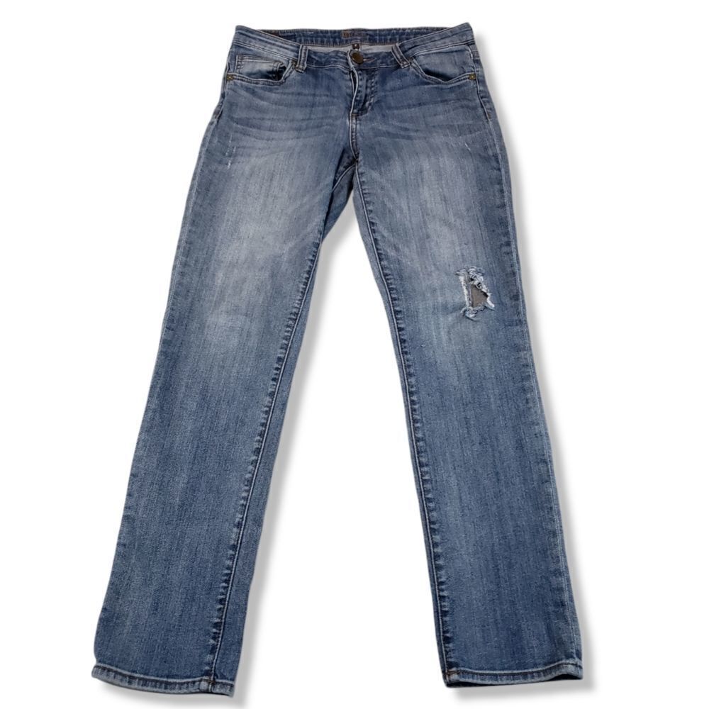 Kut From The Kloth Jeans Size 2 Straight Leg Women's Blue Denim Pants Distressed